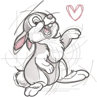 Thumper romantic sketch embroidery design - Embroidery Design