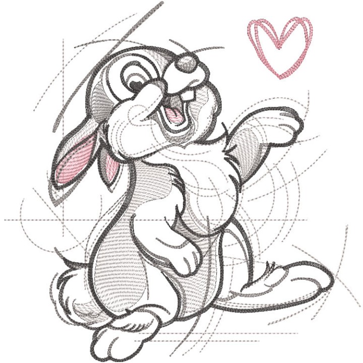 Thumper romantic sketch embroidery design - Embroidery Design