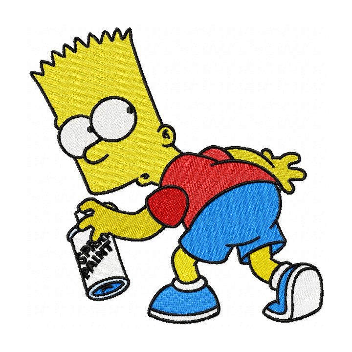 Bart Simpson paint spray logo embroidery design - Embroidery Design