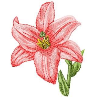 Small Red Lily embroidery design - Embroidery Design