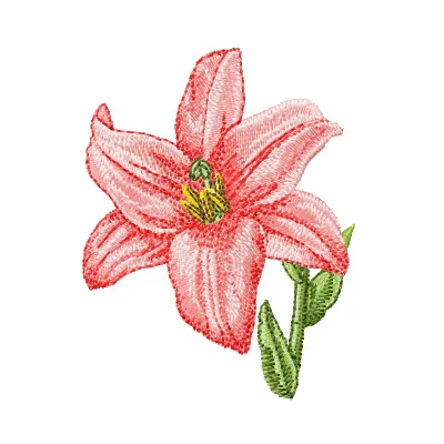Small Red Lily embroidery design - Embroidery Design