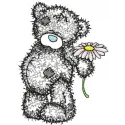 Teddy Bear Chamomile Applique Design - Sweet Nursery Art
