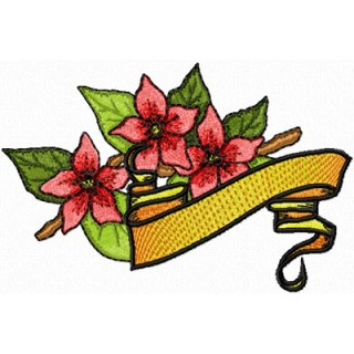 Peach Blossom with Banner embroidery design - Embroidery Design