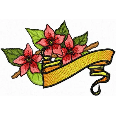 Peach Blossom with Banner embroidery design - Embroidery Design