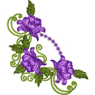 Violet Rose Corner  embroidery design - Embroidery Design