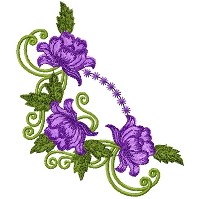 Violet Rose Corner  embroidery design - Embroidery Design