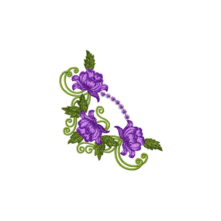 Violet Rose Corner  embroidery design - Embroidery Design