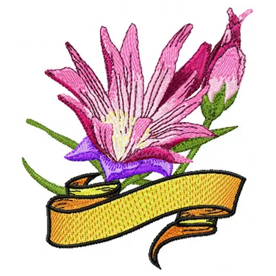 Bitterroot Flower with Banner embroidery design - Embroidery Design