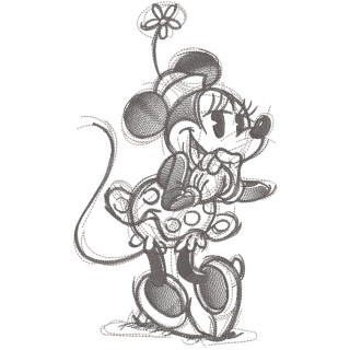 Minnie mouse greyscale sketch embroidery design - Embroidery Design