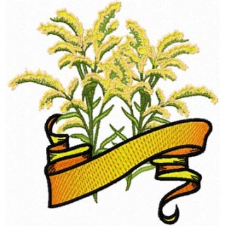 Goldenrod Flower with Banner embroidery design - Embroidery Design