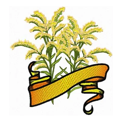 Goldenrod Flower with Banner embroidery design - Embroidery Design