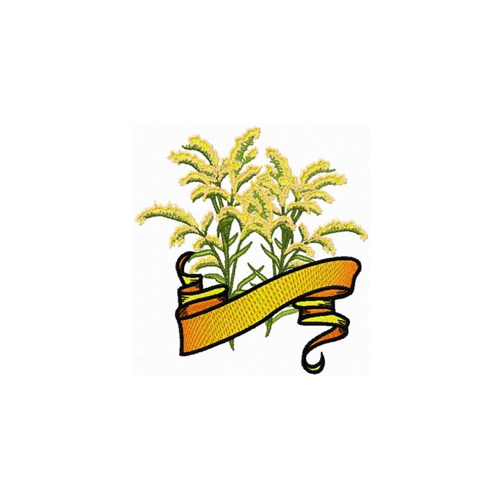 Goldenrod Flower with Banner embroidery design - Embroidery Design
