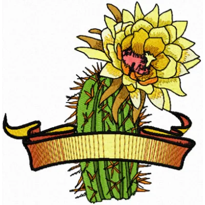 Saguaro with Banner embroidery design - Embroidery Design