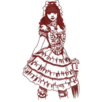 Vintage Girl embroidery design - Embroidery Design
