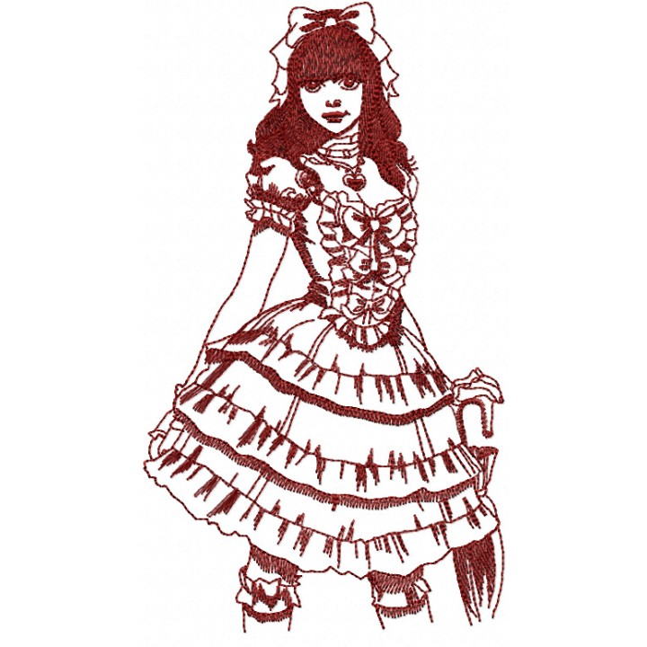 Vintage Girl embroidery design - Embroidery Design
