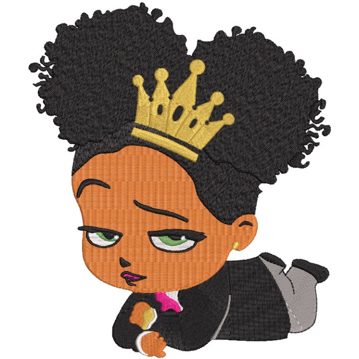Princess African Boss Baby Girl embroidery design - Embroidery Design