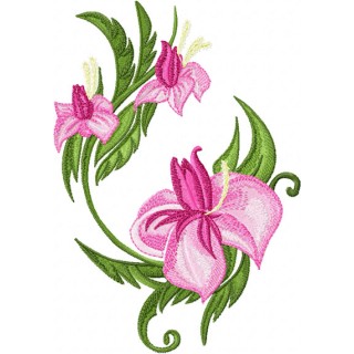 Elegant Oriental Flower  embroidery design - Embroidery Design
