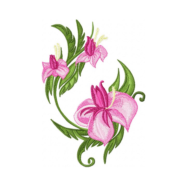 Elegant Oriental Flower  embroidery design - Embroidery Design