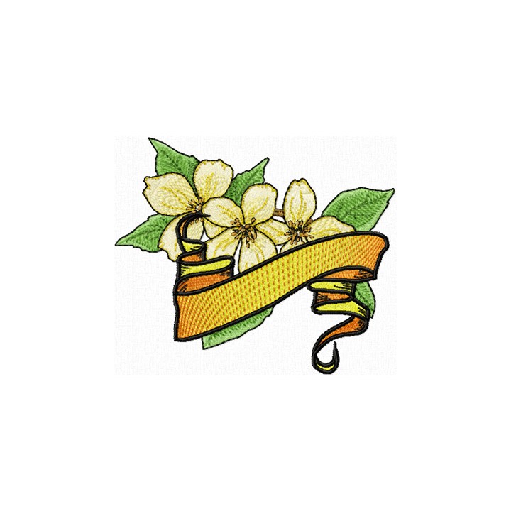 Saringa Flower with Banner embroidery design - Embroidery Design