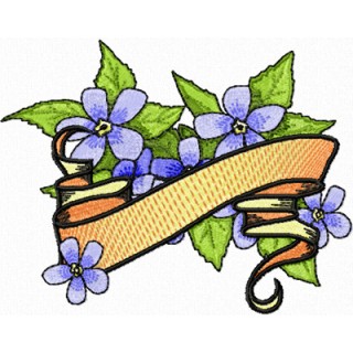Forget-Me-Not Flower with Banner embroidery design - Embroidery Design
