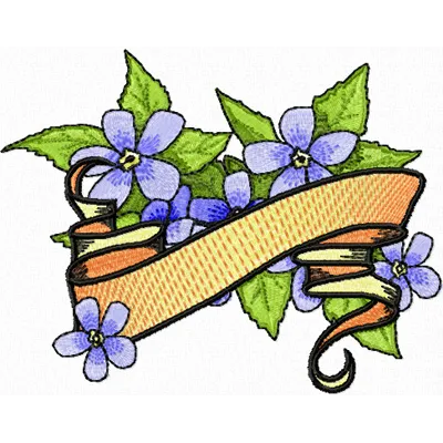 Forget-Me-Not Flower with Banner embroidery design - Embroidery Design