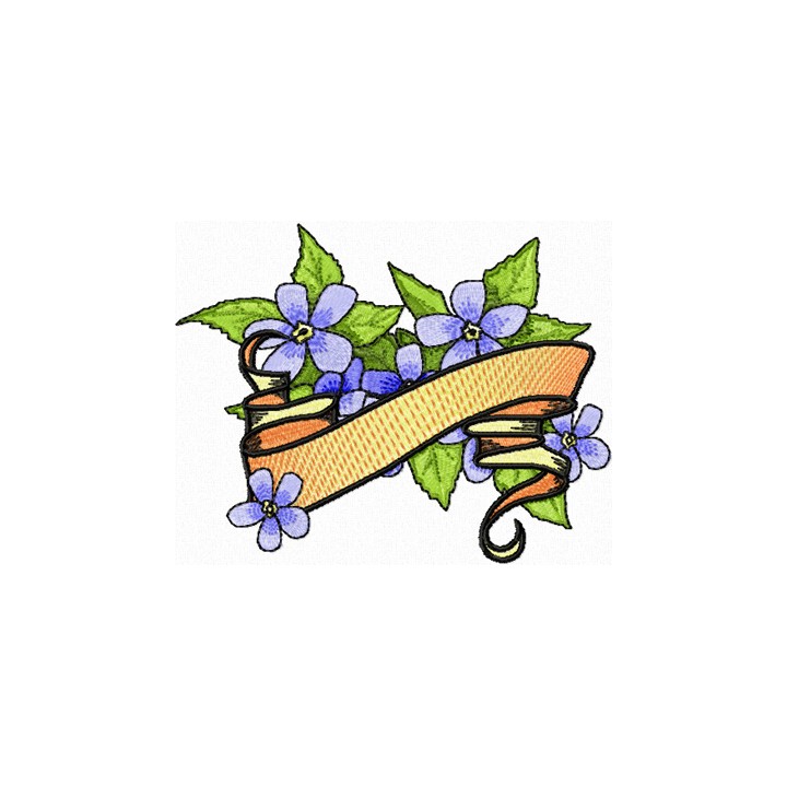 Forget-Me-Not Flower with Banner embroidery design - Embroidery Design