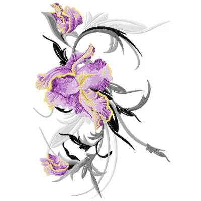 Big Swirl Iris  embroidery design - Embroidery Design
