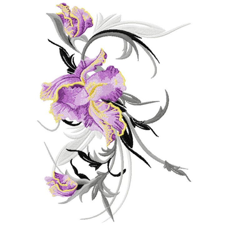Big Swirl Iris  embroidery design - Embroidery Design