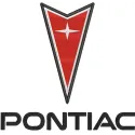 Pontiac logo embroidery design featuring the iconic red and white emblem on a textured fabric background.