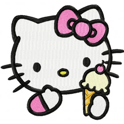 Charming Ice Cream Hello Kitty Embroidery Design