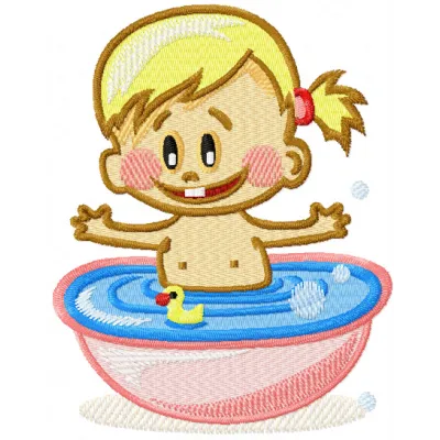 Charming Baby Merry Swimming Embroidery Design