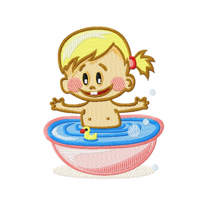 Baby merry swimming embroidery design - Embroidery Design