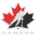 Canada National Team Hockey logo embroidery design featuring vibrant colors and detailed stitching.