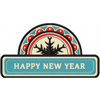 Happy New Year label embroidery design - Embroidery Design