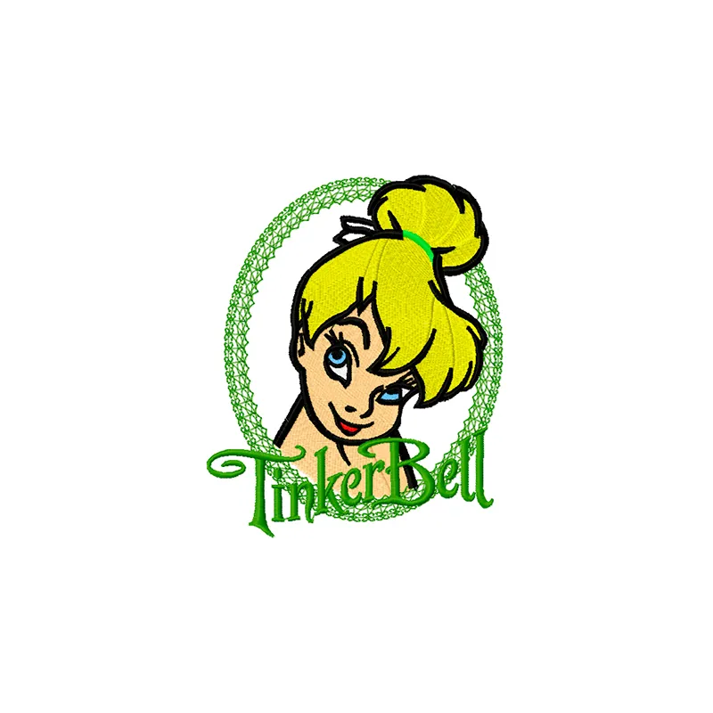 Tinker Bell embroidery design preview showing fairy character stitching pattern