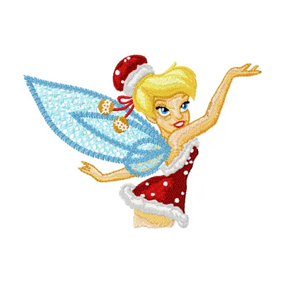 Christmas Tinkerbell embroidery design preview showing festive stitching pattern