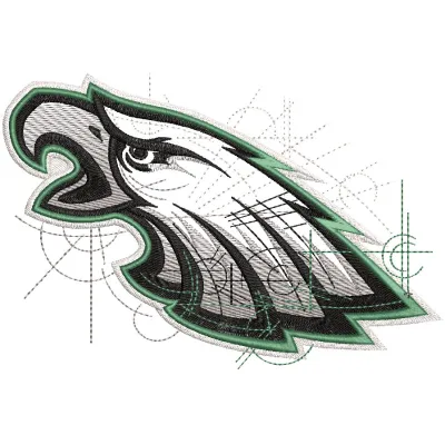 Philadelphia Eagles logo art sketch embroidery design featuring the iconic eagle emblem on a textured background.