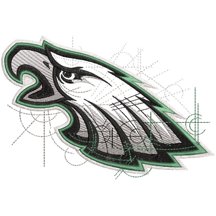 Philadelphia Eagles logo art sketch embroidery design - Embroidery Design