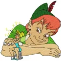 Peter Pan and Tinkerbell embroidery design preview showing detailed stitching pattern