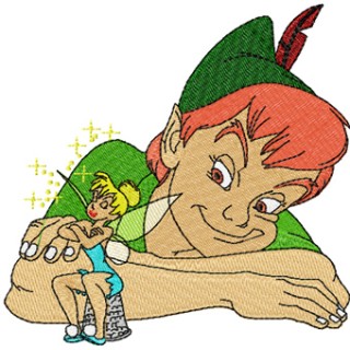 Peter Pan and Tinkerbell embroidery design - Embroidery Design