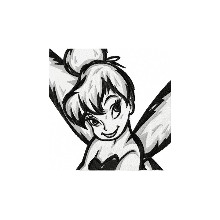 Tinkerbell Black and White embroidery design - Embroidery Design