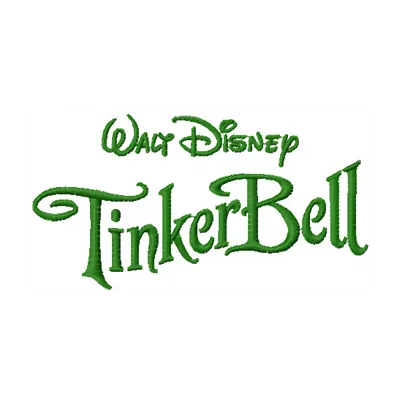 Tinkerbell Logo embroidery design preview showing stitched fairy character pattern
