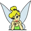 Cute Tinkerbell embroidery design featuring the fairy character with detailed stitching