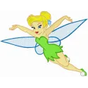 Tinkerbell Flies embroidery design preview showing magical fairy character with sparkle details