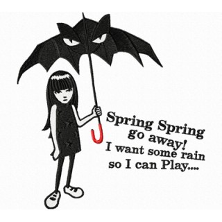 Emily the Strange - Spring Spring Go Away! embroidery design - Embroidery Design