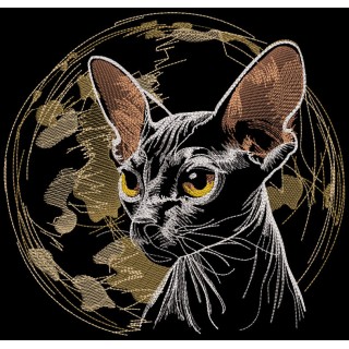 Sphinx cat on the background of the planet embroidery design - Embroidery Design