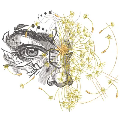 Looking through the dandelion embroidery design