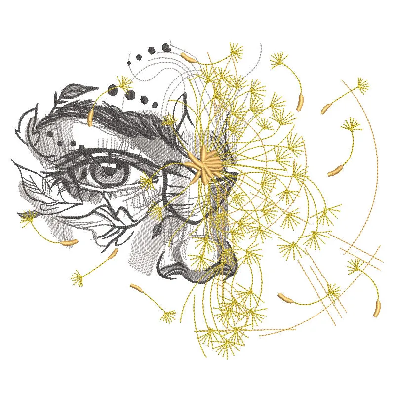 Looking through the dandelion embroidery design