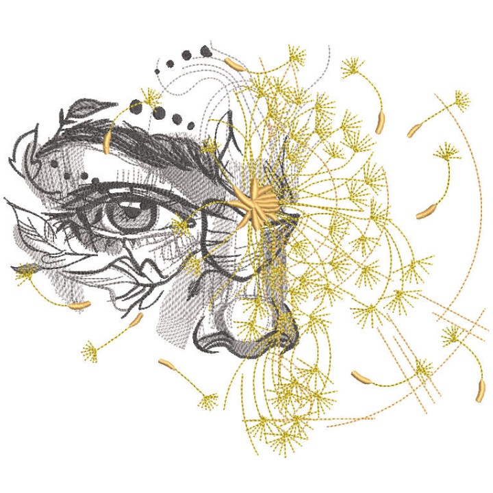 Looking through the dandelion embroidery design
