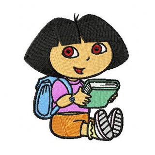 Dora the Explorer with Book embroidery design - Embroidery Design
